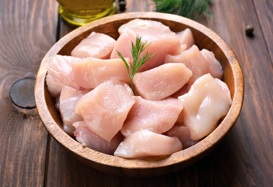 Sliced chicken meat